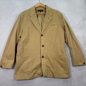 J. Peterman Mens 44R‎ Tan Cotton Blazer Jacket 3-Button Sport Coat Casual Chore
